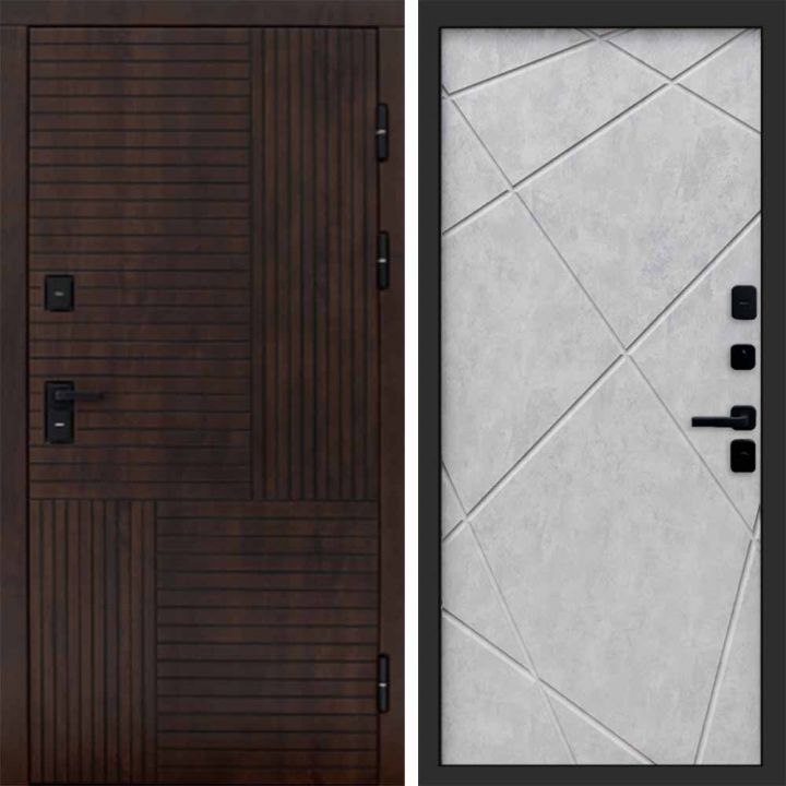 Входная дверь Termo-door Премиум винорит Веста Дуб с терморазрывом - Лучи Бетон светлый