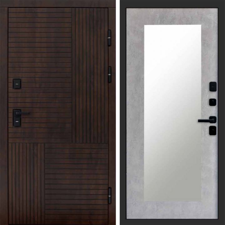 Входная дверь Termo-door Премиум винорит Веста Дуб с терморазрывом - Зеркало триумф Бетон светлый