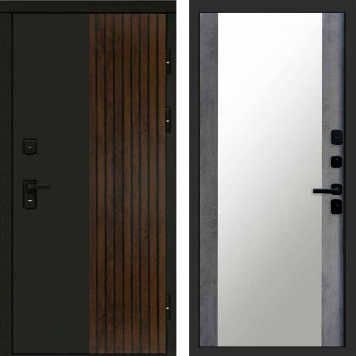 Входная дверь Termo-door Премиум винорит Форт Дуб с терморазрывом - Зеркало Бетон темный