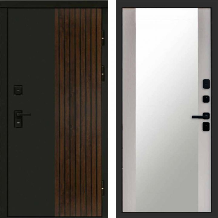 Входная дверь Termo-door Премиум винорит Форт Дуб с терморазрывом - Зеркало Лиственница