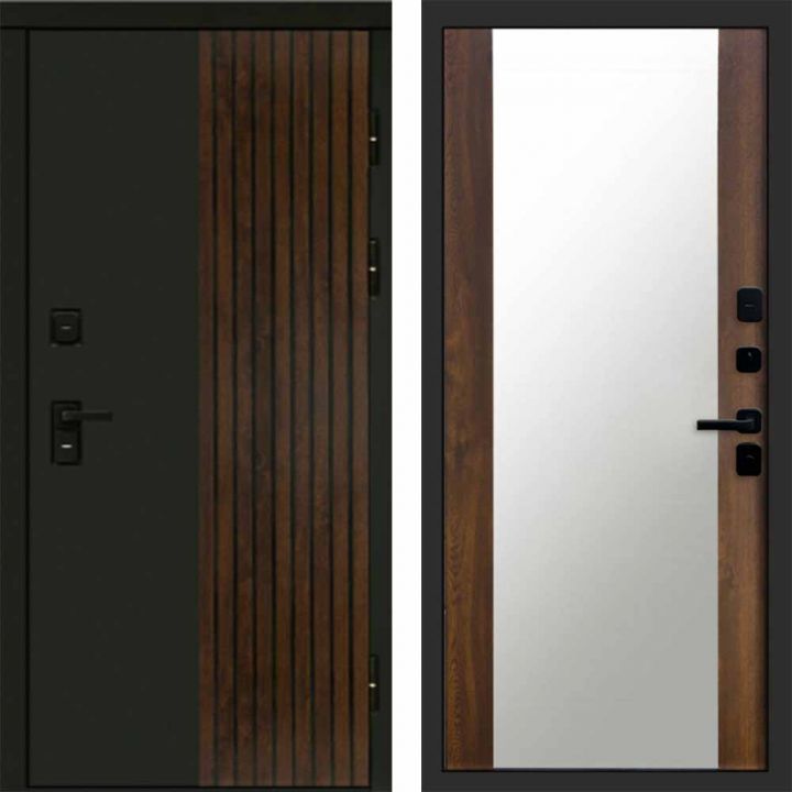 Входная дверь Termo-door Премиум винорит Форт Дуб с терморазрывом - Зеркало Дуб