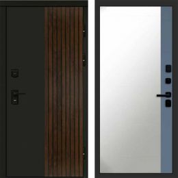 Входная дверь Termo-door Премиум винорит Форт Дуб с терморазрывом - Широкое Зеркало Фацет Грей софт
