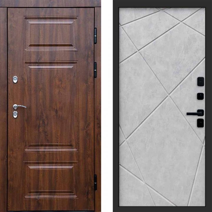 Входная дверь Termo-door Премиум винорит Дуб с терморазрывом - Лучи Бетон светлый