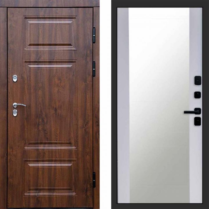 Входная дверь Termo-door Премиум винорит Дуб с терморазрывом - Зеркало Белый софт