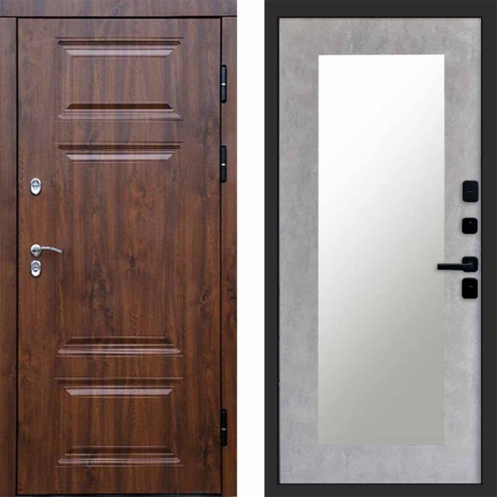 Входная дверь Termo-door Премиум винорит Дуб с терморазрывом - Зеркало триумф Бетон светлый