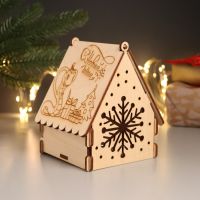 Заготовка новогодняя шкатулка-домик "Снежинка" 12х10х13,5 см (Новогодний набор 7 деталей)