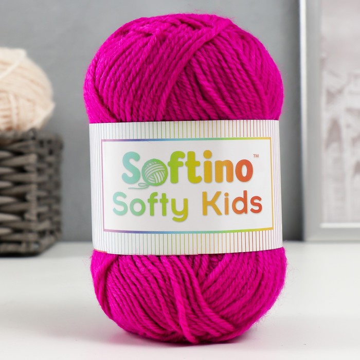 Пряжа 100% акрил "Softy Kids" 90м ±5м 50 гр цвет 28 ярко-розовый