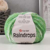 Пряжа для вязания спицами, крючком YarnArt, Raindrops, 18% шерсть, 35% полиамид, 47% акрил, 115 м/50 г, (2912 зелёный меланж)