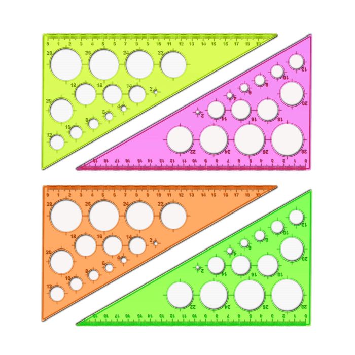 Треугольник «Стамм» Neon Cristal, 19 см, 30°, пластик, с окружностями, отливная шкала, европодвес, МИКС