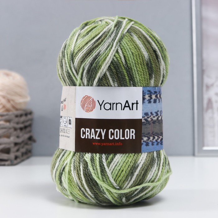 Пряжа для вязания спицами, крючком YarnArt, Crazy color, 25% шерсть, 75% акрил, 260 м/100 г, (115)