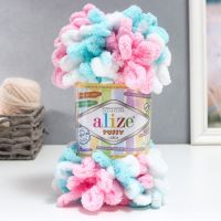 Плюшевая пряжа для вязания руками ALIZE, Puffy color, 100 % микрополиэстер, 9 м/100 г, (6377)