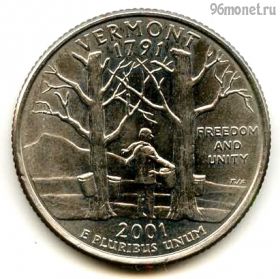 США 25 центов 2001 D Вермонт