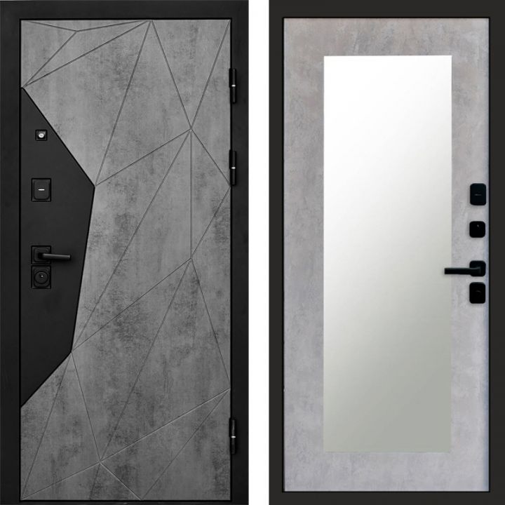 Входная дверь Termo-door Авангард Бетон - Зеркало триумф Бетон светлый