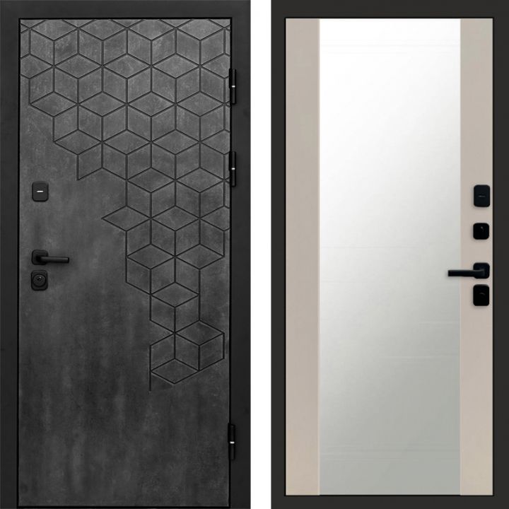 Входная дверь Termo-door Спейс Бетон патина - Зеркало Слоновая кость
