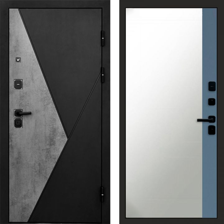 Входная дверь Termo-door Матрикс Бетон - Широкое Зеркало Фацет Грей софт