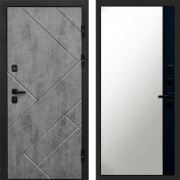 Входная дверь Termo-door Стоун Бетон - Широкое Зеркало Фацет Черный кварц