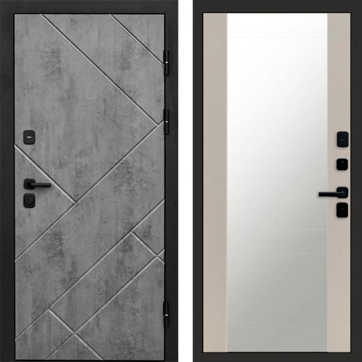 Входная дверь Termo-door Стоун Бетон - Зеркало Слоновая кость