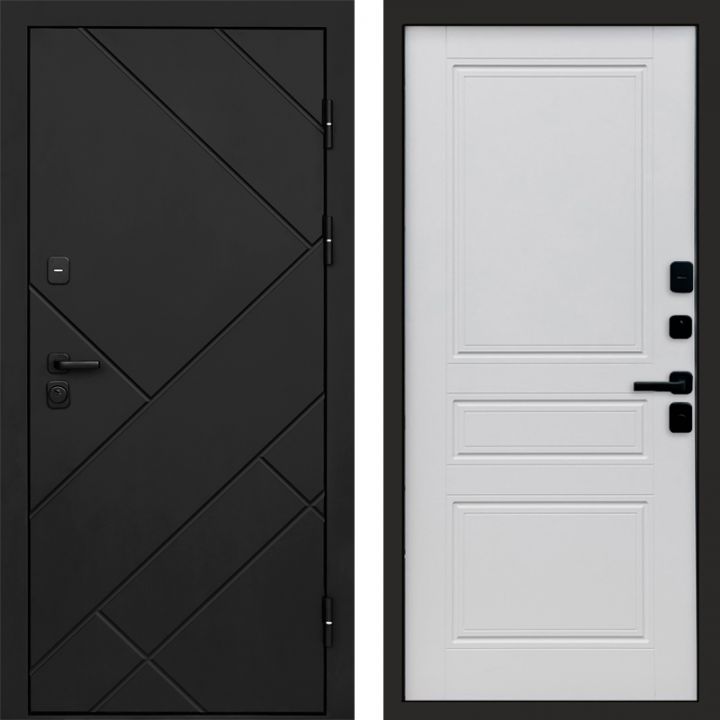 Входная дверь Termo-door Стоун Black - Классик Белый софт
