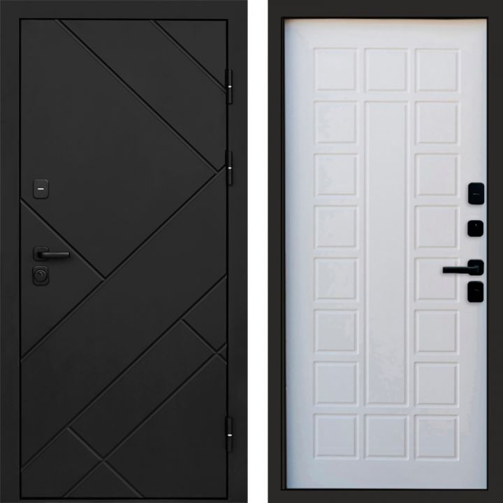 Входная дверь Termo-door Стоун Black - Престиж Белое дерево