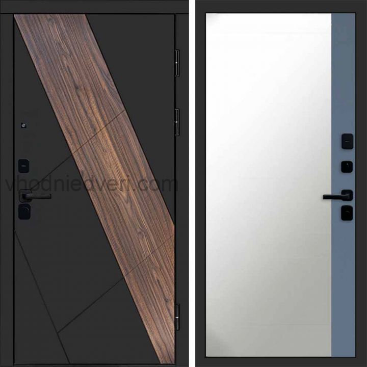 Входная дверь Termo-door Нова - Широкое Зеркало Фацет Грей софт