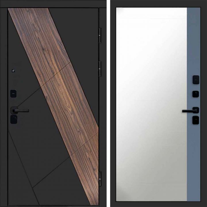 Входная дверь Termo-door Нова - Широкое Зеркало Фацет Грей софт