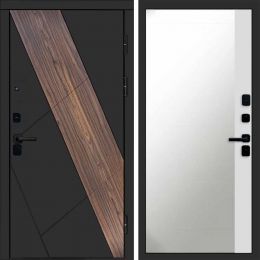 Входная дверь Termo-door Нова - Широкое Зеркало Фацет Белый софт