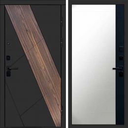 Входная дверь Termo-door Нова - Широкое Зеркало Фацет Черный кварц