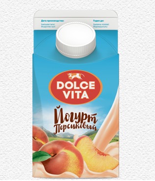 Йогурт персиковый "DOLCE VITA" 2,5% 450 гр
