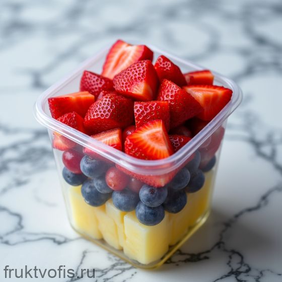 Стакан фруктовый, клубника, ананас, черника 200 гр