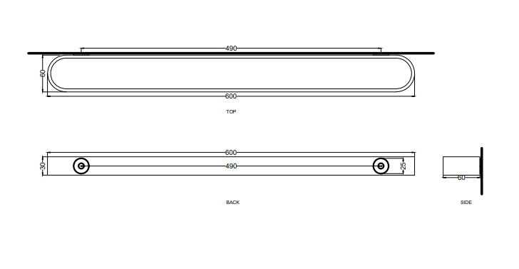 Cielo полотенцедержатель 600х60x30 мм овальный ФОТО