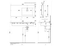 Cielo Era мойка 1000х460х140 мм, накладная/подвесная, чаша справа, без отверстия для смесителя, без перелива, в комплекте крепление схема 2