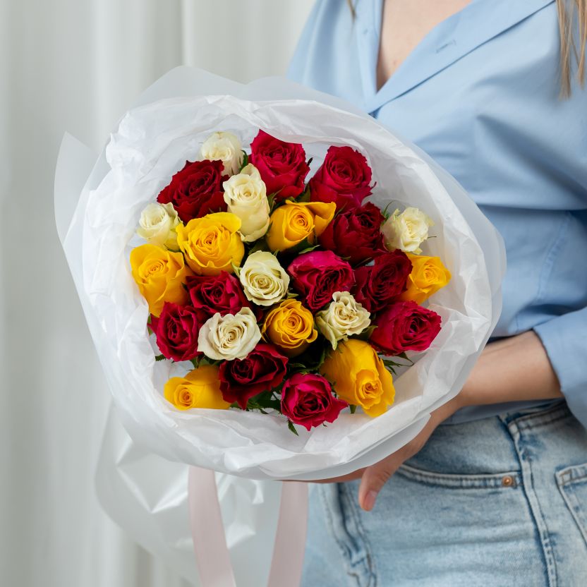 Акция! Роза микс от 25 шт (40см)