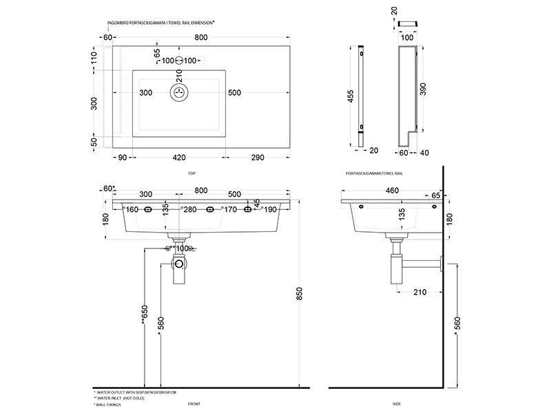 Cielo Era мойка 800х460х140 мм, накладная/подвесная, чаша слева, без отверстия для смесителя, без перелива, в комплекте крепление ФОТО