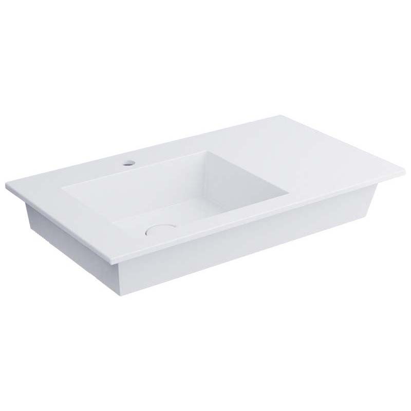 Изображение Cielo Era мойка 800х460х140 мм, накладная/подвесная, чаша слева, без отверстия для смесителя, без перелива, в комплекте крепление