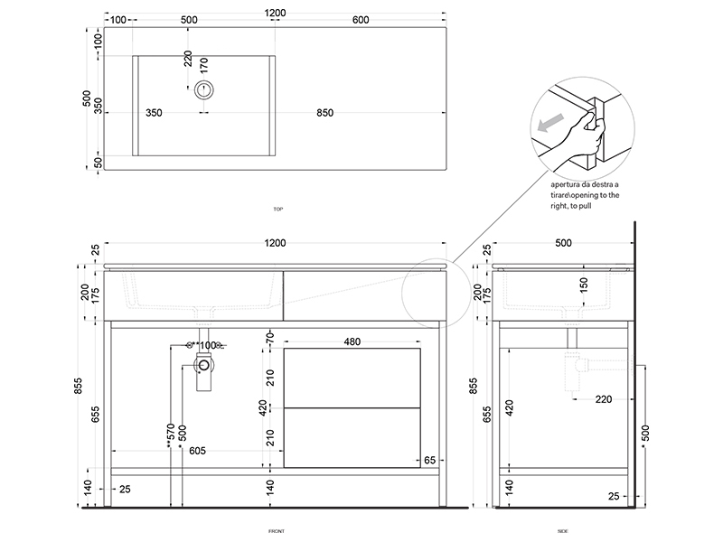Cielo Milano раковина 1200х500х200 мм, накладная, без отверстий для смесителя, без перелива ФОТО