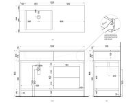 Cielo Milano раковина 1200х500х200 мм, накладная, без отверстий для смесителя, без перелива схема 2