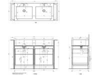 Cielo Narciso Doppio раковина 1130х500х165 мм, двойная без отверстий для смесителя схема 2