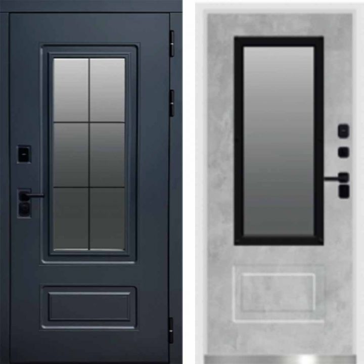 Входная дверь Termo-door Эверест - Бетон светлый с терморазрывом и стеклопакетом, белый короб