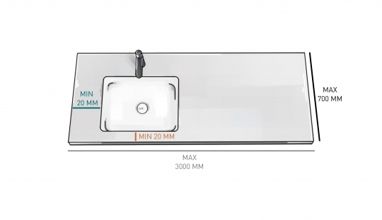 Подвесная раковина Salini Onda Plus без отверстий под смеситель и с донным клапаном 72x34 14022031M схема 5