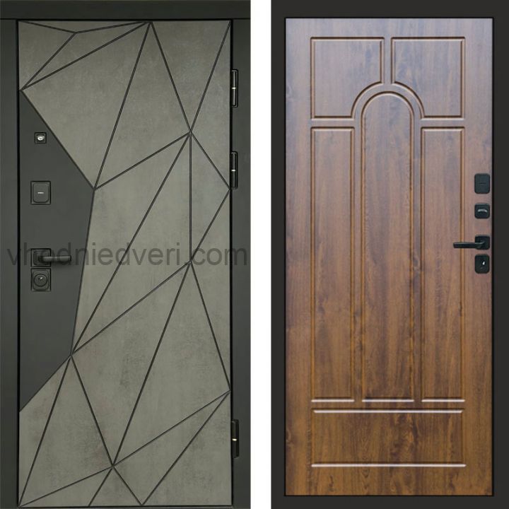 Входная дверь Termo-door Геометрия Бетон - Арка Дуб