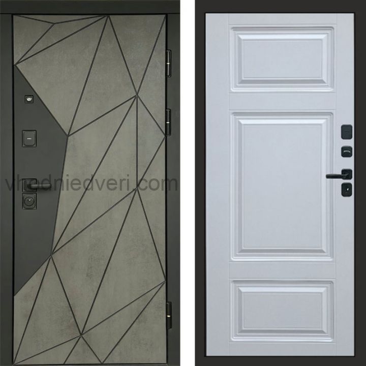 Входная дверь Termo-door Геометрия Бетон - Лион Белый софт