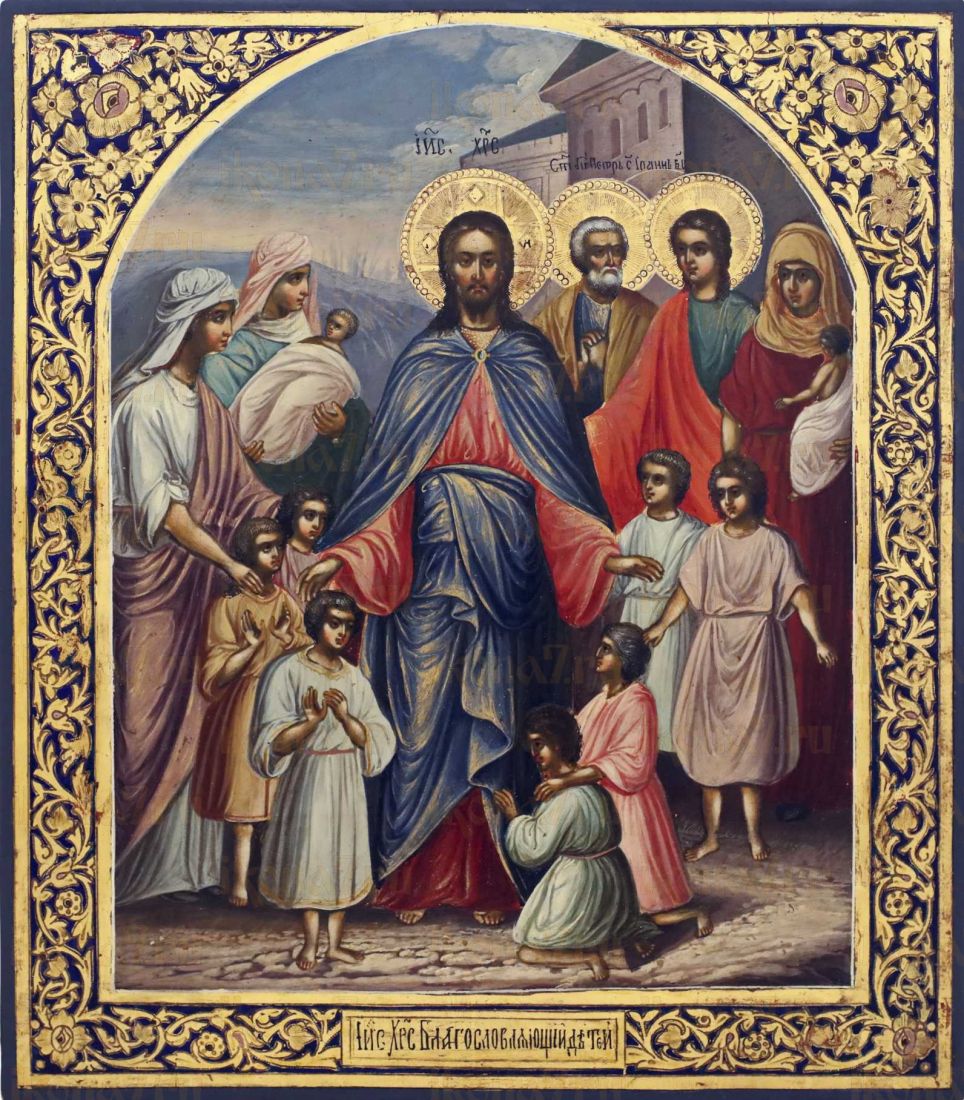 Икона Иисус Христос и дети (рукописная)