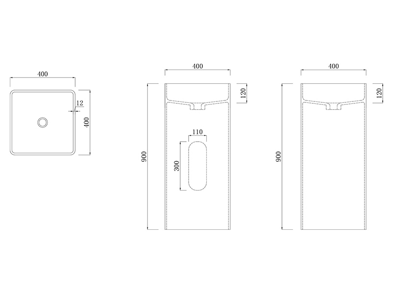 Напольная раковина UNI-FLOW KUBE FS502-400 ФОТО