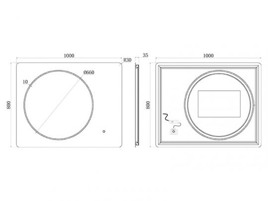 Зеркало UNI-FLOW M639 c подсветкой и защитой от запотевания 100x80 см схема 3