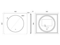 Зеркало c подсветкой UNI-FLOW M639  90x80 см с защитой от запотевания схема 3