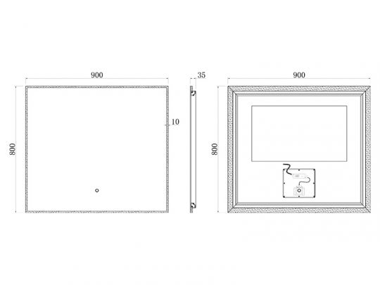 Зеркало c подсветкой UNI-FLOW M-010 90x80 см схема 3 Зеркало c подсветкой UNI-FLOW M-010 90x80 см схема 3