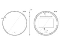 Зеркало круглое c подсветкой UNI-FLOW M-201 защита от запотевания D-100 см схема 3