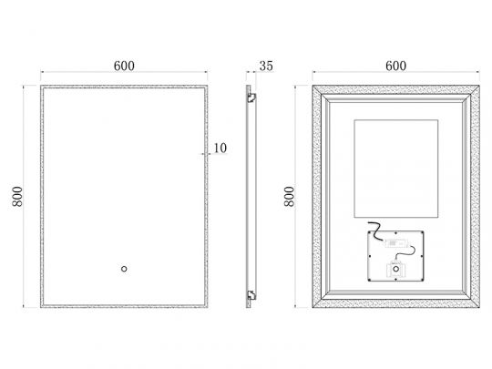 Зеркало c подсветкой UNI-FLOW M-010 60x80 см схема 3