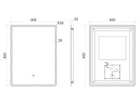 Зеркало UNI-FLOW M-647 с защитой от запотевания и подсветкой  60x80 см схема 3
