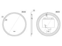 Зеркало круглое c подсветкой UNI-FLOW M-201 D-60 см с защитой от запотевания схема 3